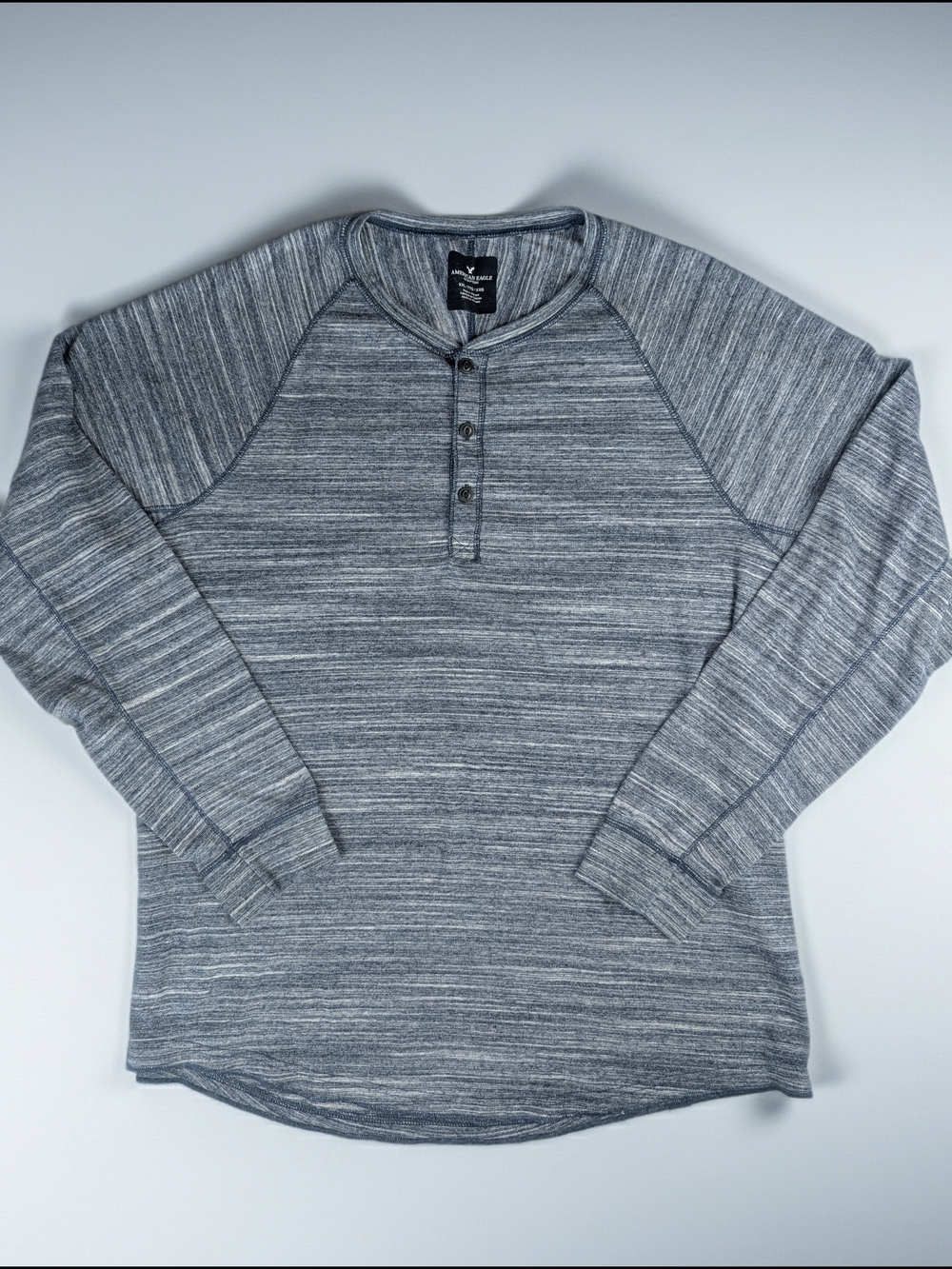 American Eagle Outfitters Blue Heathered Long Sleeve Henley Shirt Men's XXL